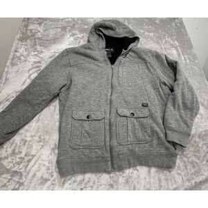 O'Neill‎ Jacket Hooded Men's Size XL Gray Fleece Lined Heavyweight Pockets EUC